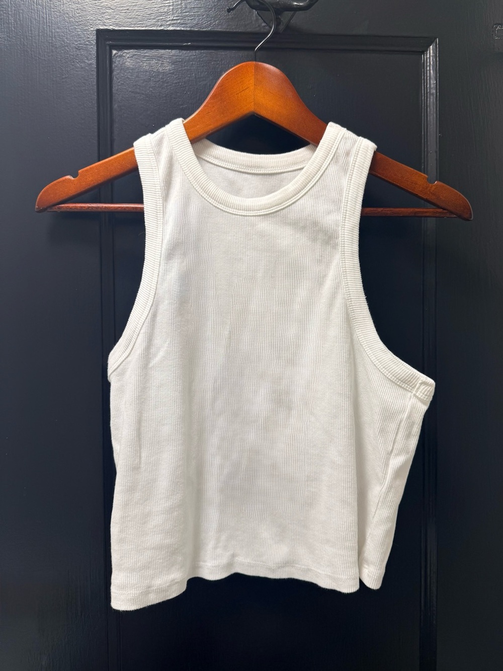 Anthropologie White Ribbed Racerback Tank Size M